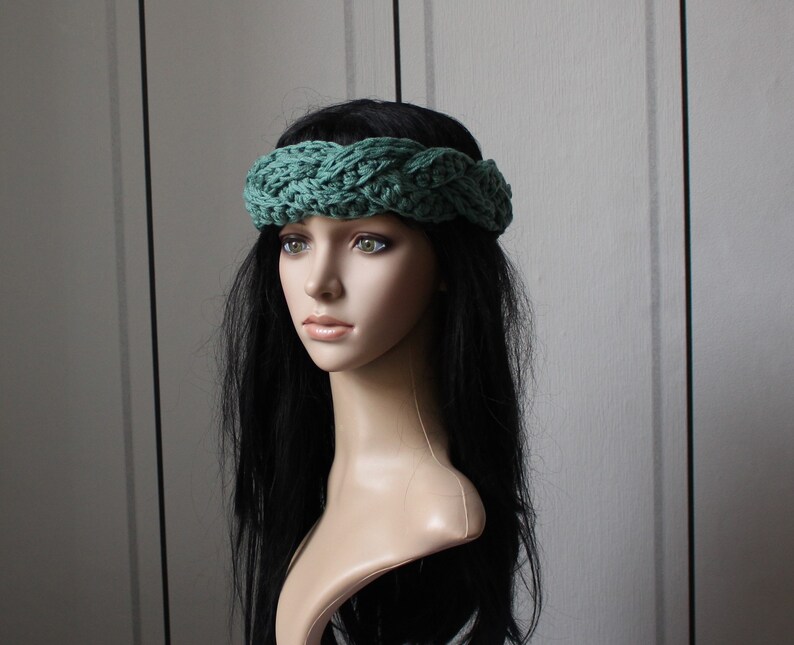Headband, Vintage Style braids in jade image 2