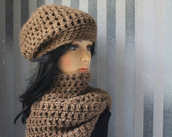 Hat & scarf "Milk coffee "Crochet!