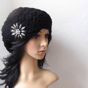 Beanie, Boho, Vintage Stijl Dame in Zwart afbeelding 3