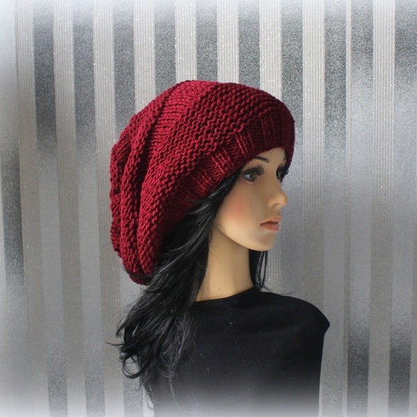 Beanie,Boho  Chunky Jenny   in bordeaux  !