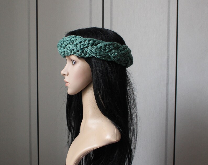 Headband, Vintage Style braids in jade image 1