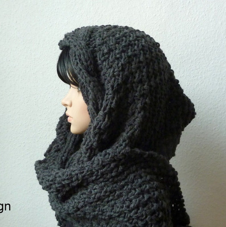 Hooded Scarf Hoodie in Anthracite image 4