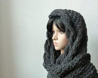 Hooded Scarf  Hoodie in  Anthracite !