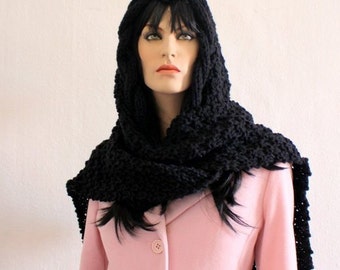 Hooded Scarf  Hoodie   in Balck !