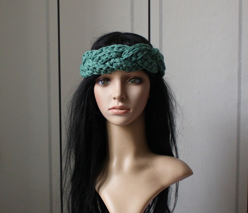 Headband, Vintage Style braids in jade image 3
