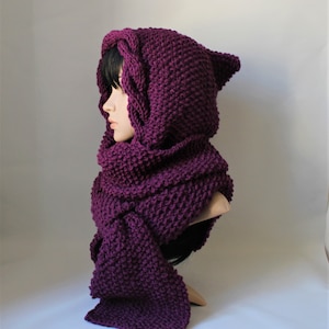 Hooded Scarf,scarf  " aubergine "