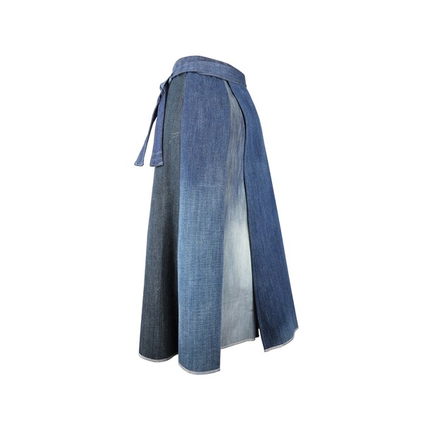 Wickelrock, Denim, onesize, upcycling, 70er Silhouette