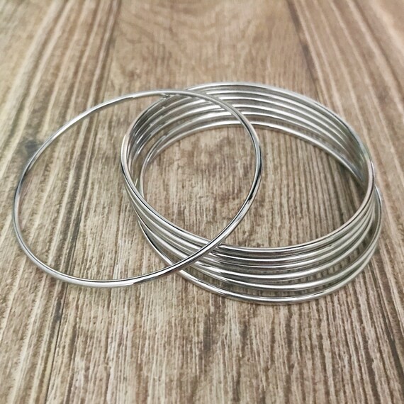 Plain Bangle Set Thin Steel Bracelets 2mm Bracelet Stack