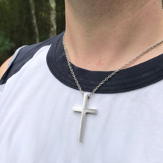 Simple Large Cross Necklace for Men Stainless Steel Jewelry - Etsy