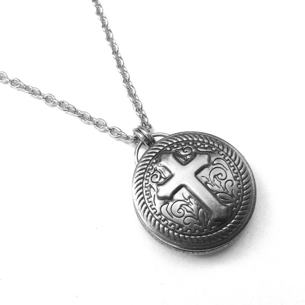 Stainless Steel Necklace Mens Biker Jewelry Round Silver Etsy