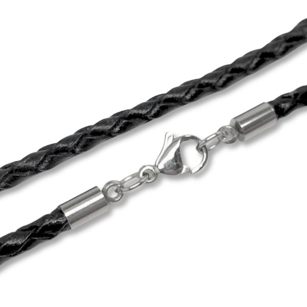 Braided Leather Necklace, 3mm Black Leather Cord, Jewelry for Men, Stainless Steel Lobster Clasp, Woven Braid Necklace, Choker, Womens Chain