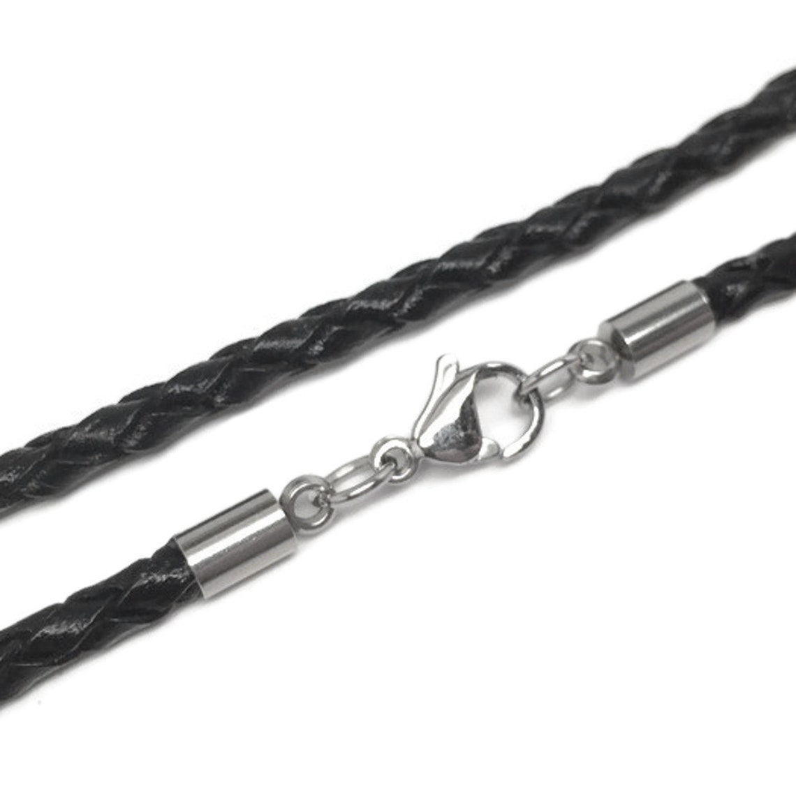 Braided Leather Necklace Black Leather Cord Jewelry for Men Etsy