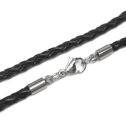 Braided Leather Necklace Black Leather Cord Jewelry for Men Etsy