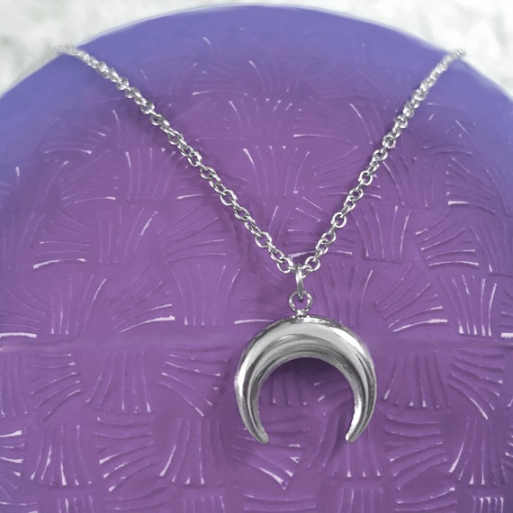 Upside Down Moon Necklace Double Horn 