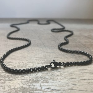 3mm Black Box Chain Necklace
