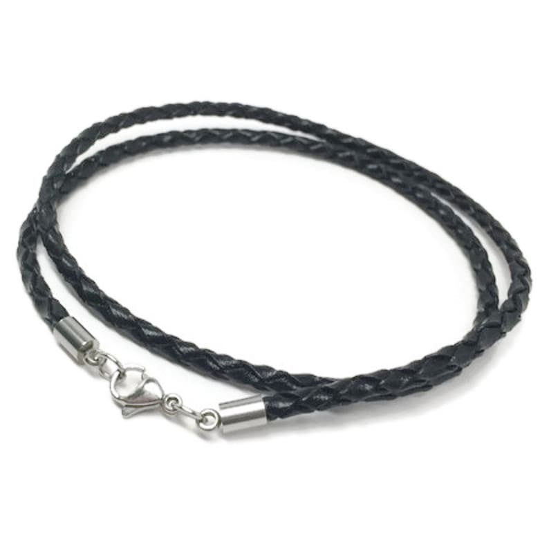 Braided Leather Necklace Black Leather Cord Jewelry for Men Etsy