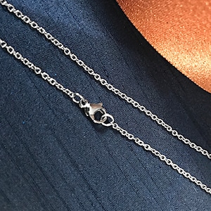 Thin Stainless Steel Necklace Chain, 1.5mm, Cable Link, Silver Color, Not Plated, Hypoallergenic, Non Tarnish Jewelry Womens image 1