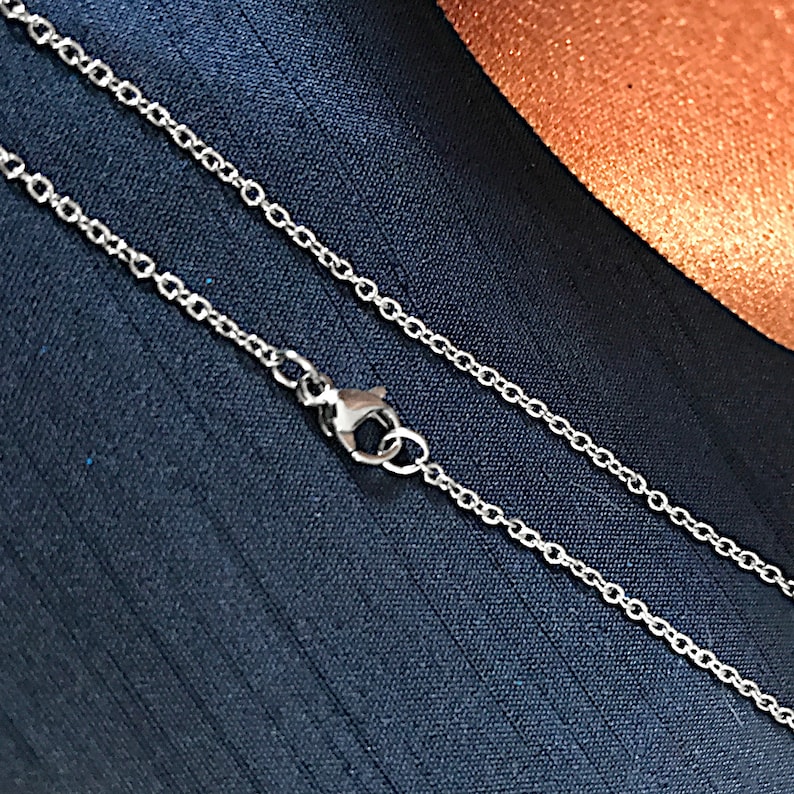 Thin Stainless Steel Necklace Chain, 1.5mm, Cable Link, Silver Color, Not Plated, Hypoallergenic, Non Tarnish Jewelry Womens image 1