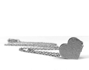 Small Silver Heart Pendant, I love you Necklace Stainless Steel Jewelry for Women, Valentines Day Gift for Wife, Love Jewelry, Push Present