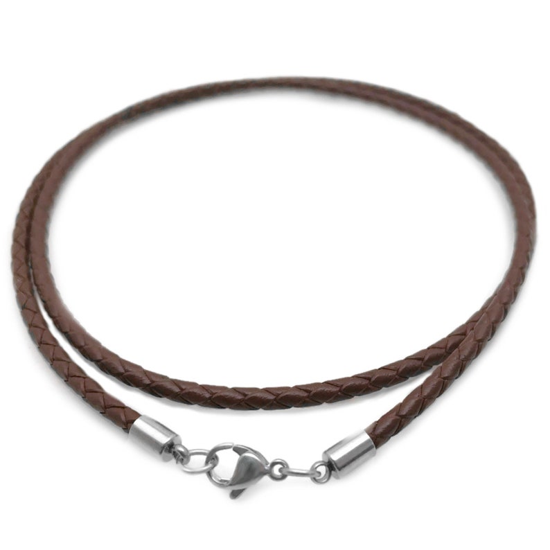 Brown Braided Leather Cord 3mm Mens Leather Necklace Gift Etsy
