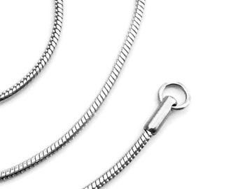 Stainless Steel Necklace Chain, Silver Snake Chain, 2mm Smooth Round, High Quality Non Tarnish Jewelry for Sensitive Skin (16-24 Inch)