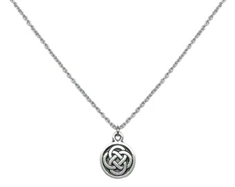 Celtic Infinity Knot Necklace, Irish Jewelry, Charm Necklace for Mom, Remembrance Pendant, Gift for Girlfriend, Small Round Pendant