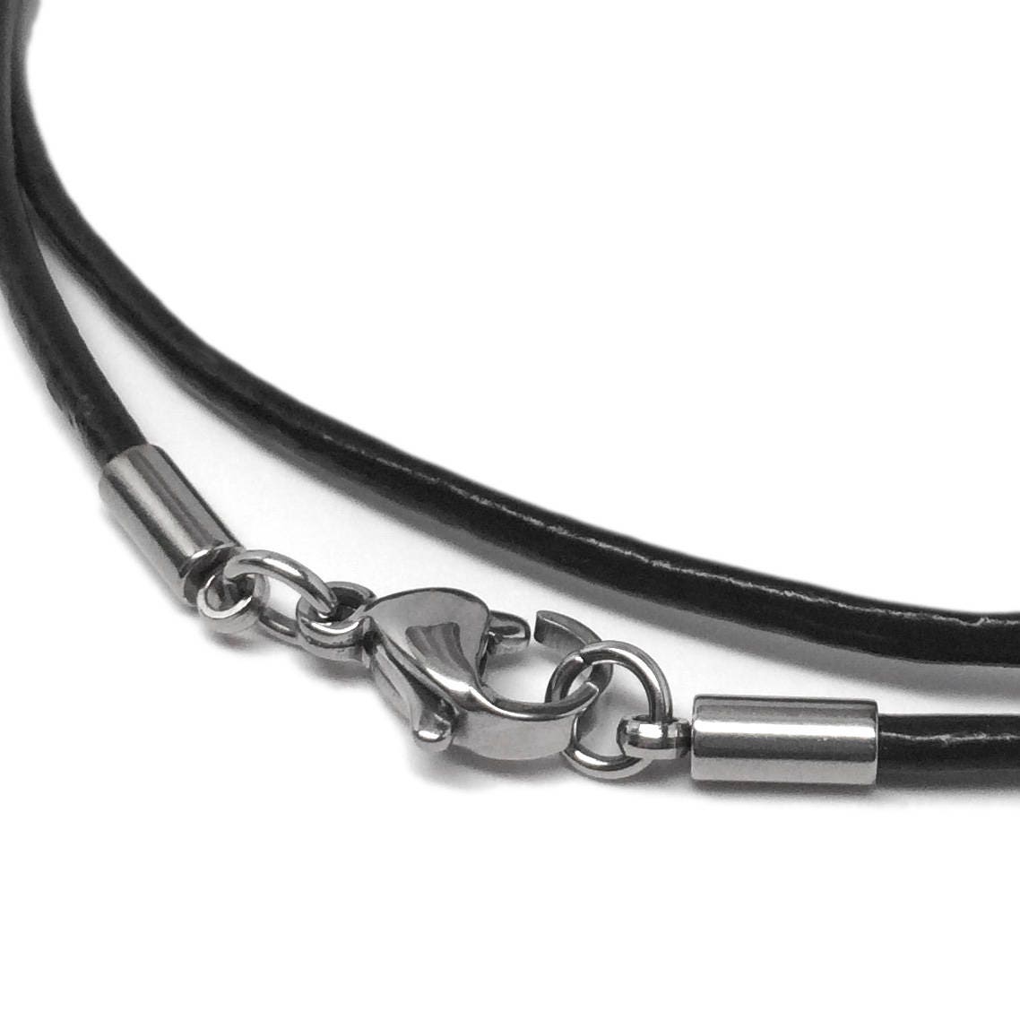 Black Leather Cord Necklace 14 30 Inch 