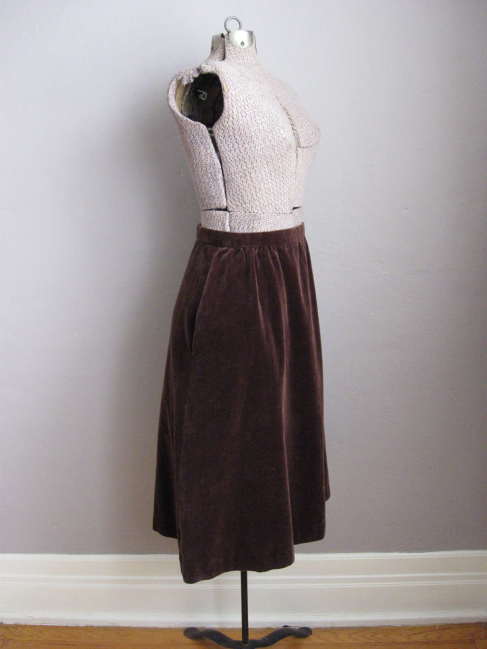 1960s Brown Velvet Skirt With Pockets 60s Skirt / Medium Etsy