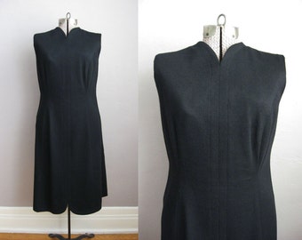 1960s Black Dress / 60s Cocktail Dress / Vintage Shift Dress / Large