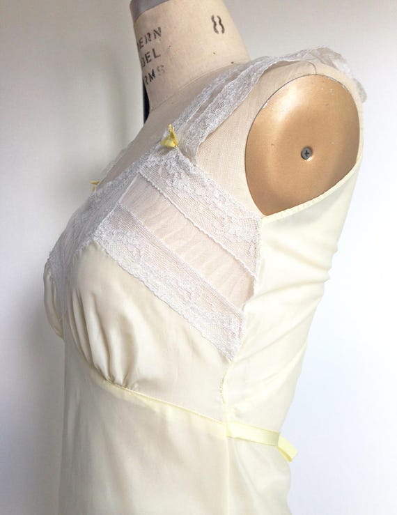 1940s Nightgown Yellow Vintage 40s Lingerie White… - image 5