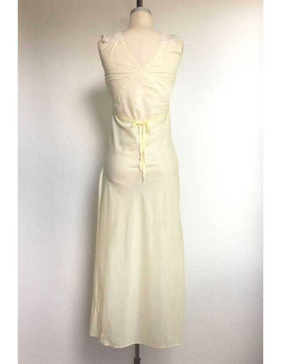 1940s Nightgown Yellow Vintage 40s Lingerie White… - image 7