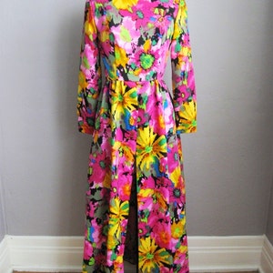 1960s Vintage Dress Psychedelic Flower Print 60s Dress Junior Vogue Loungewear / Small image 3