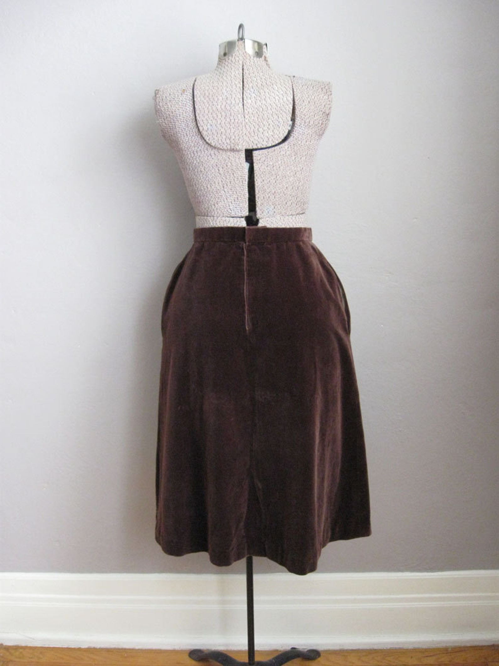 1960s Brown Velvet Skirt With Pockets 60s Skirt / Medium Etsy