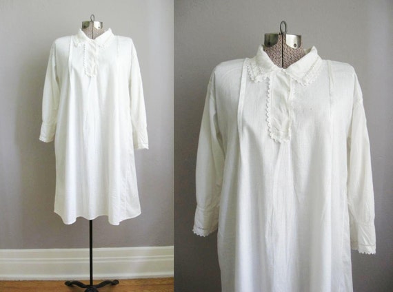Antique Edwardian Chemise Nightgown / Lace Collar