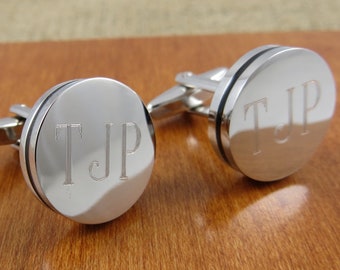 Personalized Round Cuff Links, Monogrammed, Groomsman, Gifts for him, Father of the Bride, Groom, Mens Jewelry, Father's Day, Graduation