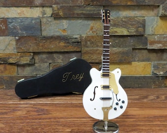 Miniature Electric Guitar White w Personalized Case- Music Gift- Instrument(CGC18W)