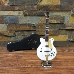 Miniature Electric Guitar White w Personalized Case- Music Gift- Instrument(CGC18W)