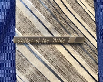 Tie Clip Personalized - Gifts for Dad - Husband - Groomsmen- Father of the Bride- Groom - Custom Engraving - Wedding - Christmas (T-14s)