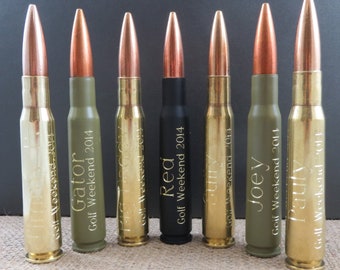Customized 50 Caliber Bullet Bottle Opener, Groomsmen Keepsake, Engraved Gifts for Men, Military, Fathers Day, Hunters, Repurposed for him