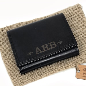 Grabado Tri-Fold Cartera de hombre, Cartera de cuero personalizada, Regalos para hombres, Monograma, RFID, Navidad, Día de San Valentín, Aniversario