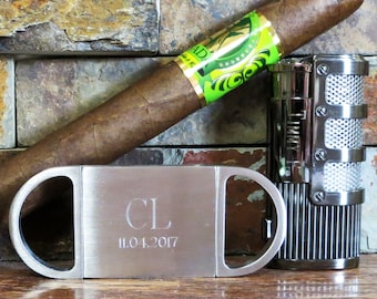 Personalized Groomsmen Gift, Cigar Cutter Butane Lighter Combo, Groomsman, Gifts for Men, Fathers Day, Gifts for Golfers, Accessories