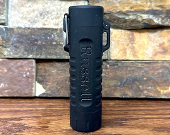 Personalized Camping Flashlight w Arc Lighter, Survival Tool, Groomsman, Outdoors, Gifts for him, Father's Day, Christmas, Rechargeable