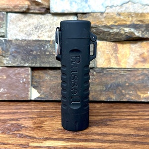 Personalized Camping Flashlight w Arc Lighter, Survival Tool, Groomsman, Outdoors, Gifts for him, Father's Day, Christmas, Rechargeable