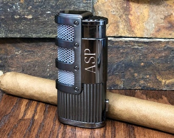 Personalized Gunmetal Cigar Lighter- Groomsman Gift- Anniversary- Golfers Gift- Gifts for Him- Best Man- Wedding- Christmas- Father's Day
