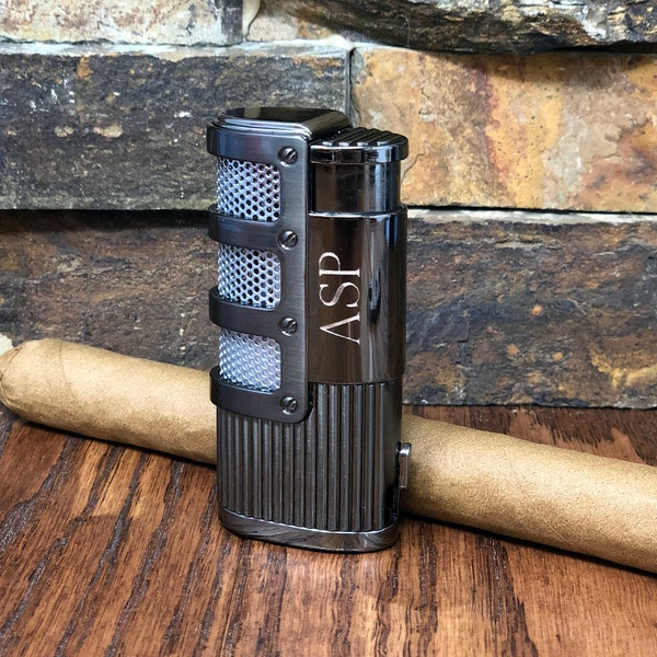 Personalized Gunmetal Cigar Lighter- Groomsman Gift- Anniversary- Golfers Gift- Gifts for Him- Best Man- Wedding- Christmas- Father's Day
