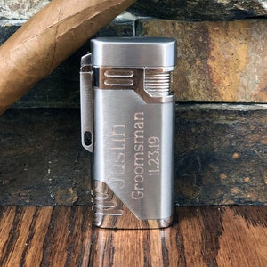 Butane Cigar and Cigarette Lighter, Personalized Engraved Monogrammed Gift for Men and Women, Groomsmen, Fathers Day, Mothers Day, Christmas image 1