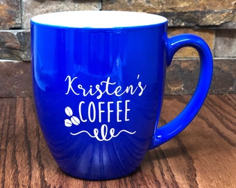 Ceramic Coffee Mug Personalized, Custom Bistro Cup, Engraved Office Gift, Mothers Day, Fathers, Friendship, Thank You, Grandmother, Dad, Mom