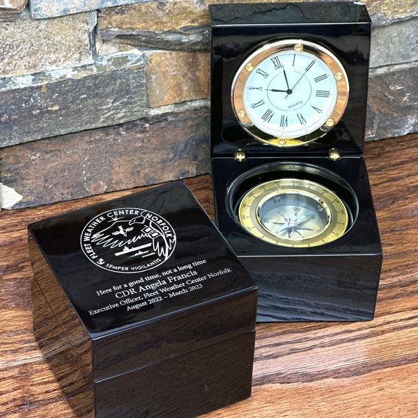 Spersonalizowany zegar z kompasem żeglarskim, artykuły na biurko, dzień ojca, prezent dla dziadka, urodziny, Boże Narodzenie, walentynki, emerytura, wojsko