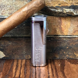 Groomsmen Gift, Butane Cigar Lighter Personalized Gifts for Men , Anniversary, Best Man, Fathers Day, Christmas, Grandfather, Monogrammed Silver