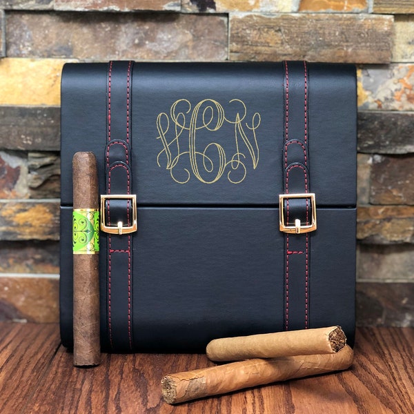 Leather Cigar Humidor Custom Personalized, Best Man, Unique Gifts for Grandfather, Dad, Uncle, Retirement, Smokers, Father of the Bride